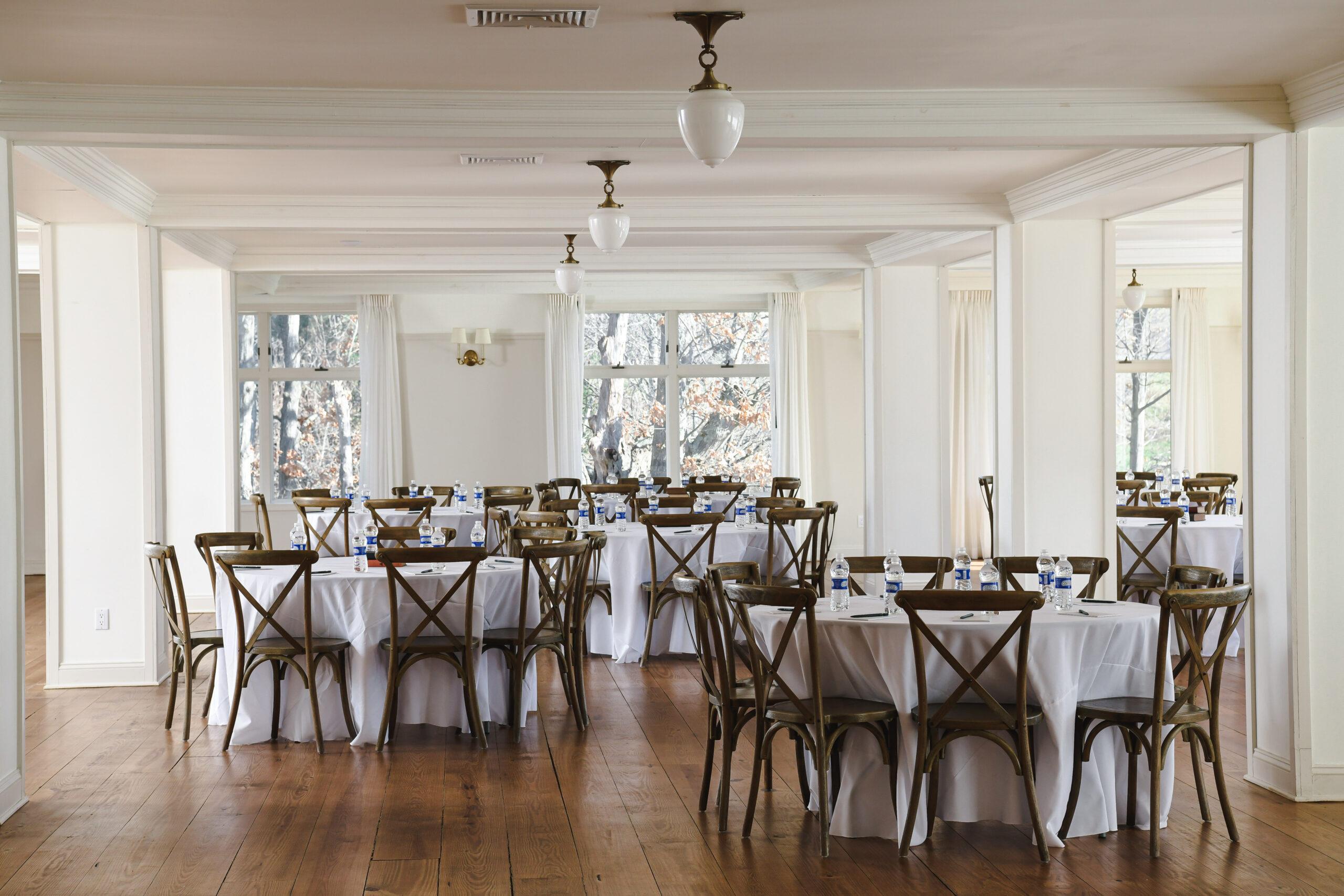 Meeting setup at the event space at the main lodge